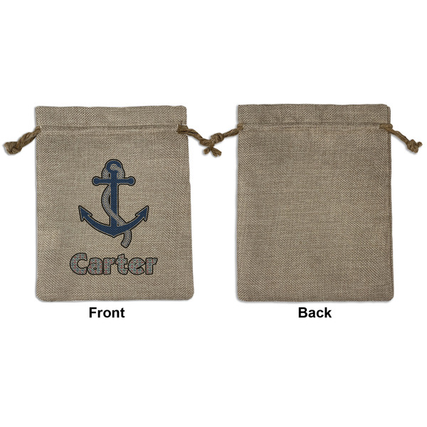 Anchors & Waves Medium Burlap Gift Bag - Front Approval