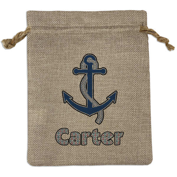Custom Anchors & Waves Burlap Gift Bag (Personalized)