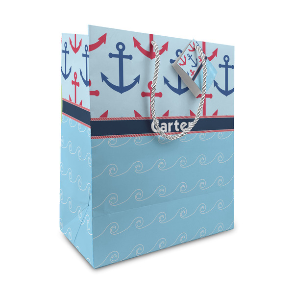 Custom Anchors & Waves Medium Gift Bag (Personalized)