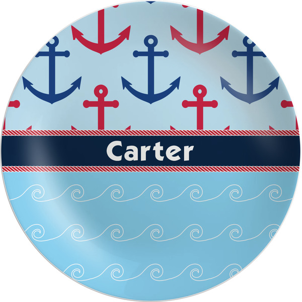 Custom Anchors & Waves Melamine Salad Plate - 8" (Personalized)