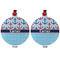 Anchors & Waves Metal Ball Ornament - Front and Back
