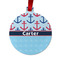 Anchors & Waves Metal Ball Ornament - Front
