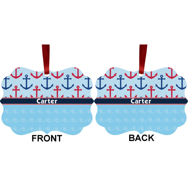 Anchors & Waves Metal Benilux Ornament - Front and Back (APPROVAL)