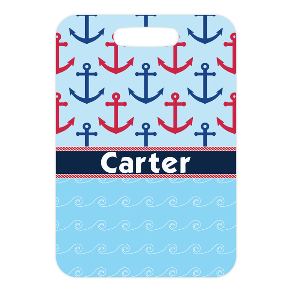 Anchors & Waves Metal Luggage Tag - Front Without Strap