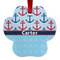 Anchors & Waves Metal Paw Ornament - Front