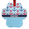 Anchors & Waves Metal Paw Ornament - Double Sided w/ Name or Text