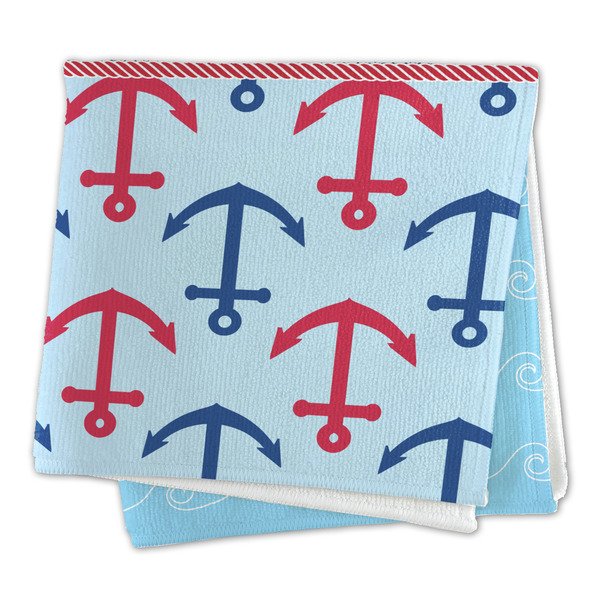 Anchors & Waves Microfiber Dish Rag - FOLDED (square)