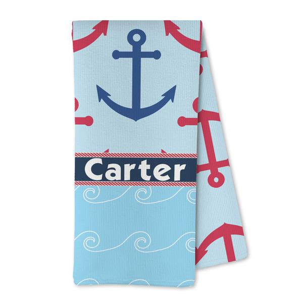 Custom Anchors & Waves Kitchen Towel - Microfiber (Personalized)