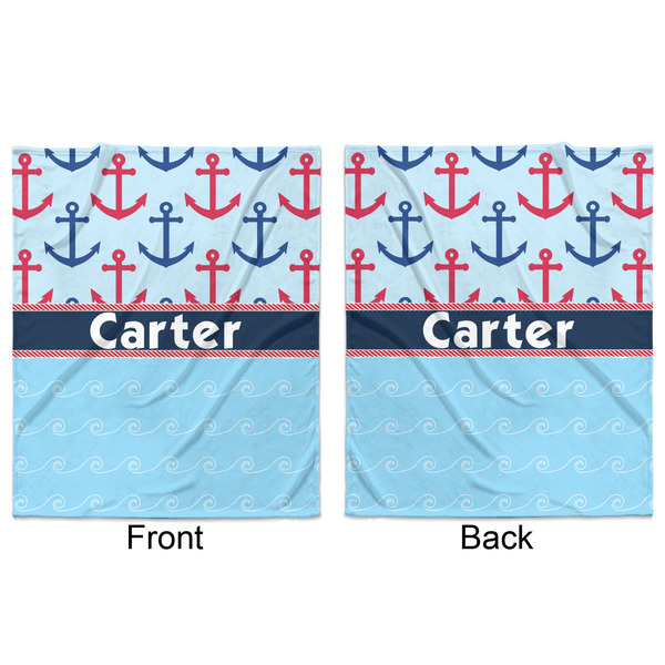 Anchors & Waves Minky Blanket - 50"x60" - Double Sided - Front & Back