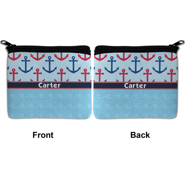 Anchors & Waves Neoprene Coin Purse - Front & Back (APPROVAL)