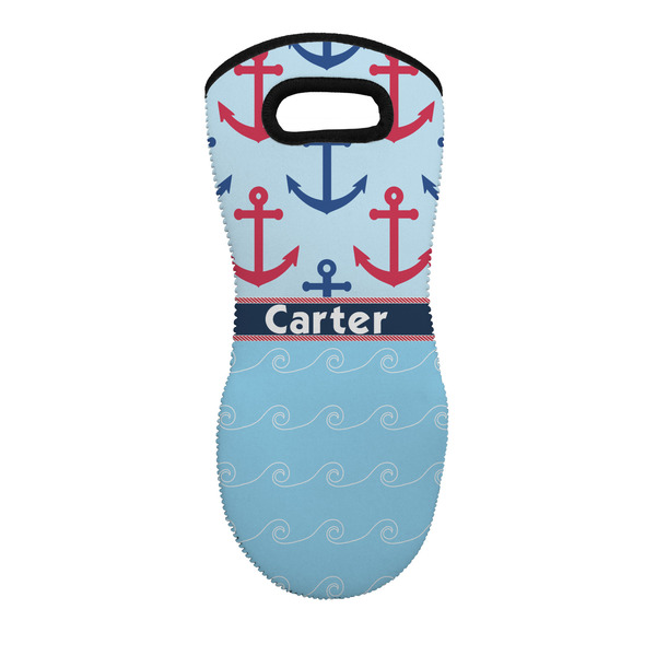 Custom Anchors & Waves Neoprene Oven Mitt - Single w/ Name or Text