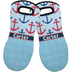 Anchors & Waves Neoprene Oven Mitts - Set of 2 w/ Name or Text