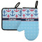 Anchors & Waves Left Oven Mitt & Pot Holder Set w/ Name or Text