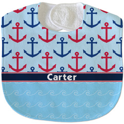 Anchors & Waves Velour Baby Bib w/ Name or Text