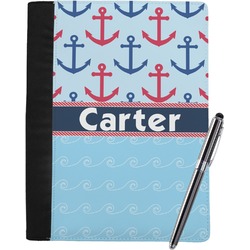 Anchors & Waves Notebook Padfolio - Large w/ Name or Text