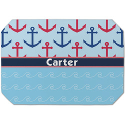 Anchors & Waves Dining Table Mat - Octagon (Single-Sided) w/ Name or Text
