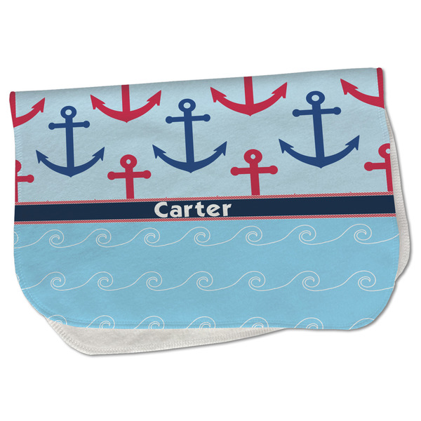 Custom Anchors & Waves Burp Cloth - Fleece w/ Name or Text