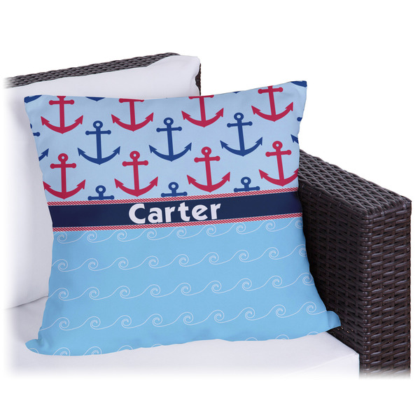 Custom Anchors & Waves Outdoor Pillow (Personalized)