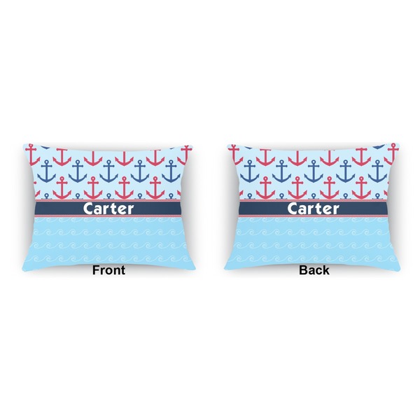 Anchors & Waves  Outdoor Rectangular Throw Pillow (Front and Back)