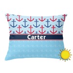 Anchors & Waves Outdoor Throw Pillow (Rectangular) (Personalized)