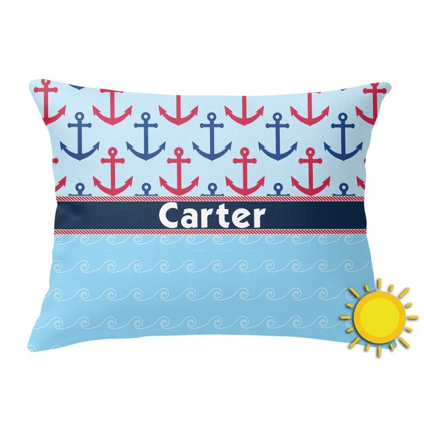 Custom Anchors & Waves Outdoor Throw Pillow (Rectangular) (Personalized)