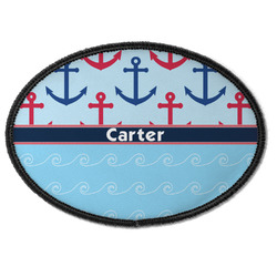 Anchors & Waves Iron On Oval Patch w/ Name or Text