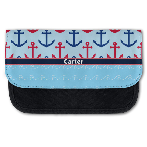 Custom Anchors & Waves Canvas Pencil Case w/ Name or Text