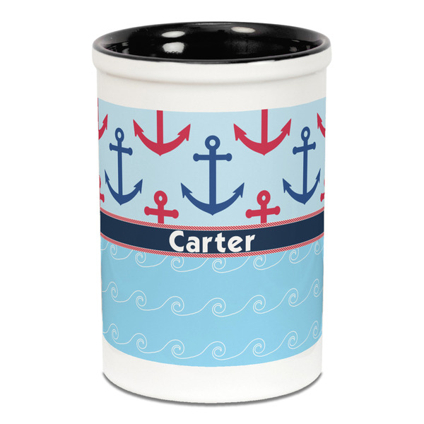 Anchors & Waves Pencil Holder - Black