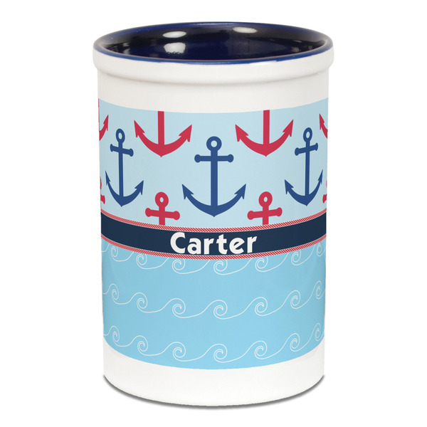 Anchors & Waves Pencil Holder - Blue