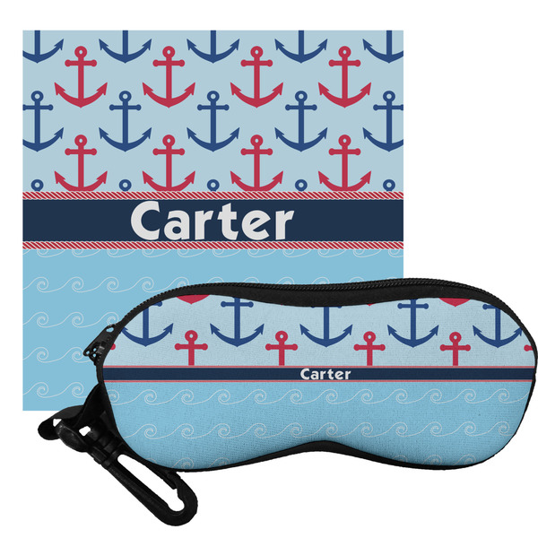 Custom Anchors & Waves Eyeglass Case & Cloth (Personalized)