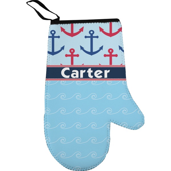Custom Anchors & Waves Right Oven Mitt (Personalized)