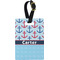 Anchors & Waves Plastic Luggage Tag - Rectangular w/ Name or Text