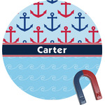 Anchors & Waves Round Fridge Magnet (Personalized)