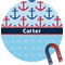 Anchors & Waves Personalized Round Fridge Magnet
