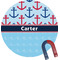 Anchors & Waves Round Fridge Magnet (Personalized)