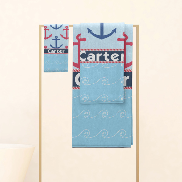 Anchors & Waves Personalized Towel Set