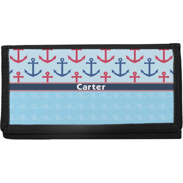 Custom Anchors & Waves Canvas Checkbook Cover (Personalized)