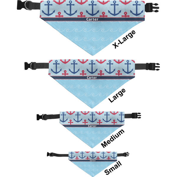 Anchors & Waves Pet Bandana Sizes