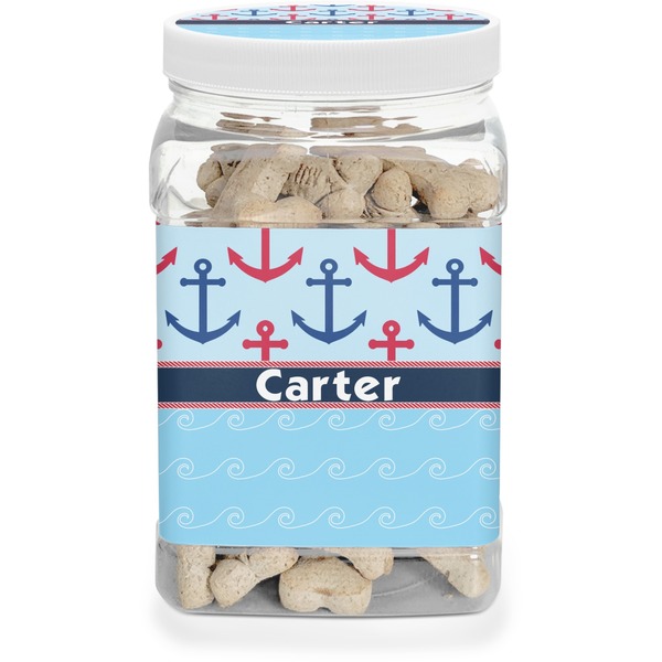 Custom Anchors & Waves Dog Treat Jar (Personalized)
