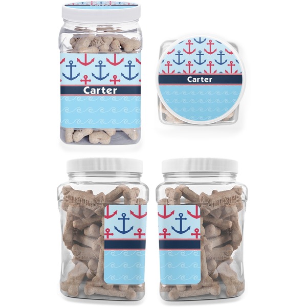 Anchors & Waves Pet Treat Jar - Multiple Angles