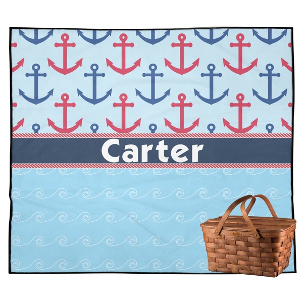 Custom Anchors & Waves Outdoor Picnic Blanket (Personalized)