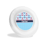 Anchors & Waves Plastic Party Appetizer & Dessert Plates - 6" (Personalized)