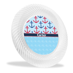 Anchors & Waves Plastic Party Dinner Plates - 10" (Personalized)
