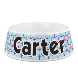 Anchors & Waves Plastic Dog Bowl (Personalized)