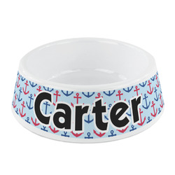 Anchors & Waves Plastic Dog Bowl - Small (Personalized)