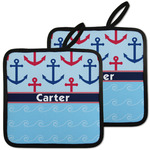 Anchors & Waves Pot Holders - Set of 2 w/ Name or Text
