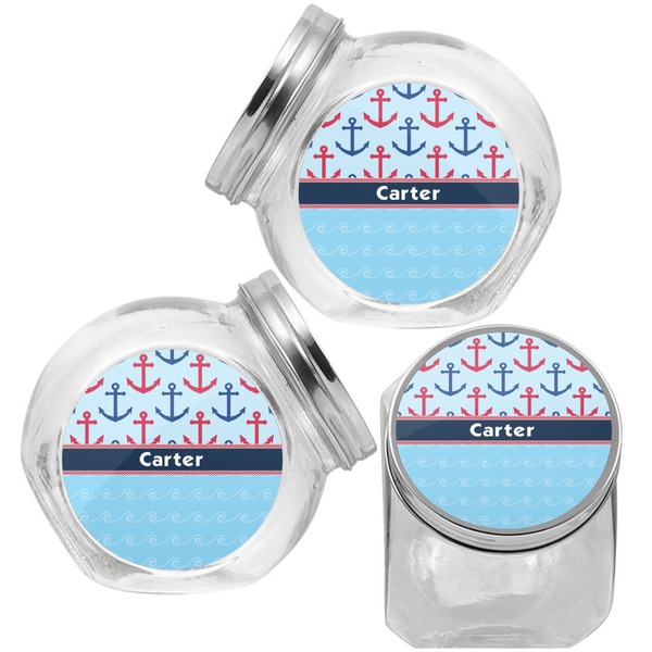 Anchors & Waves Puppy Treat Jar - Top Left Right