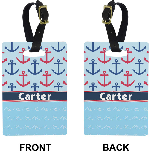 Anchors & Waves Rectangle Luggage Tag (Front + Back)