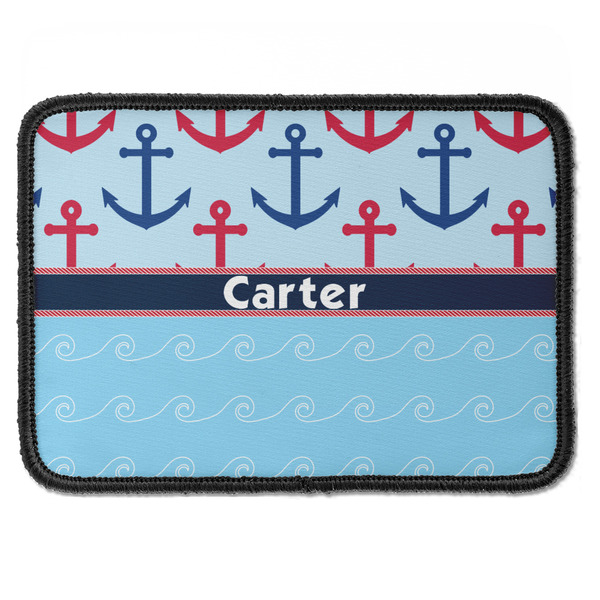 Custom Anchors & Waves Iron On Rectangle Patch w/ Name or Text