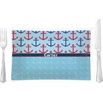 Anchors & Waves Rectangular Glass Lunch / Dinner Plate - Single or Set (Personalized)